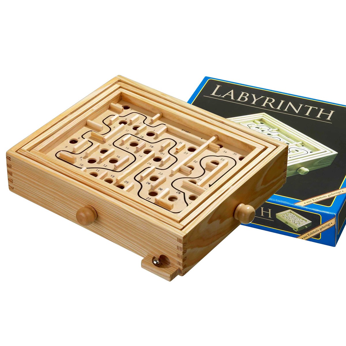 gioco da viaggio Labirinto IN LEGNO 12 x 12 cm-Mini gioco LABIRINTO-ideale per il viaggio 
