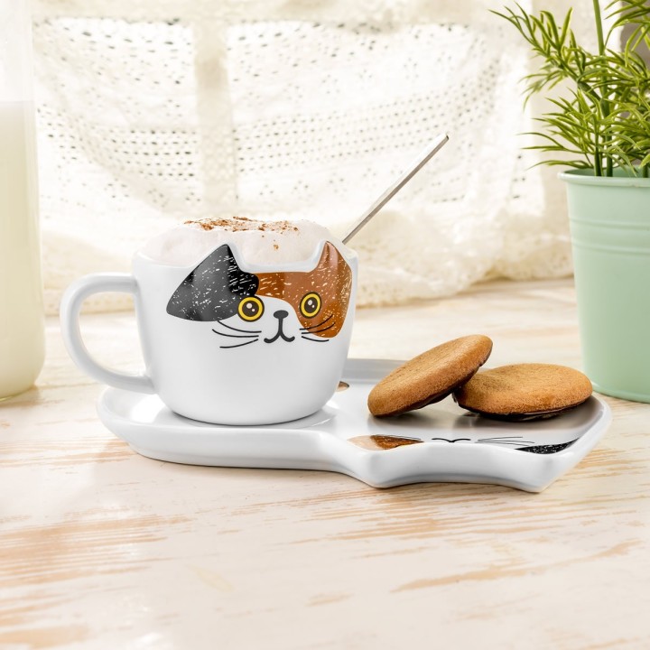 Tazza gatto con piattino