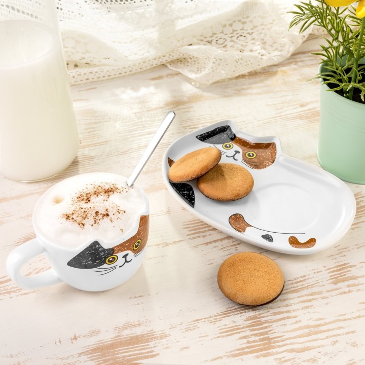 Tazza gatto con piattino