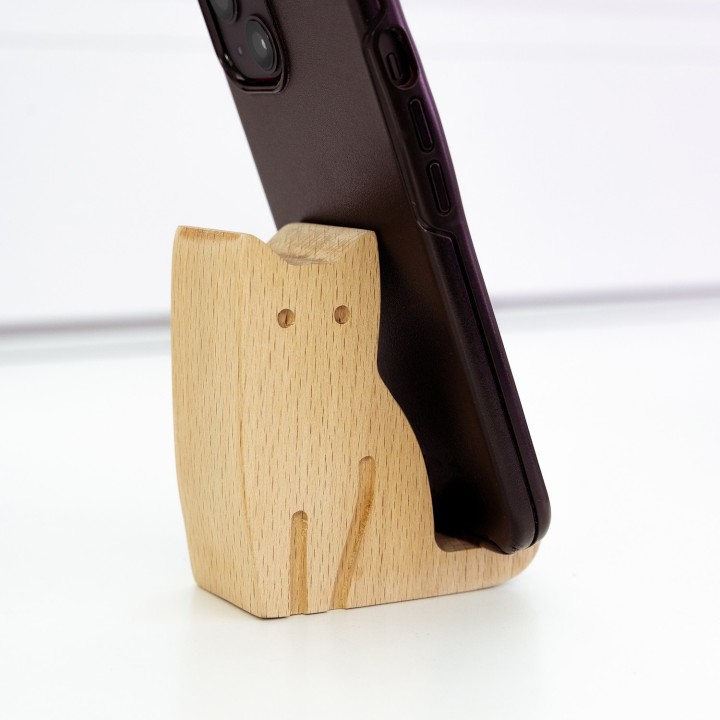 Stand per smartphone Gatto in legno