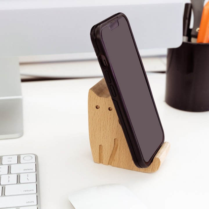 Stand per smartphone Gatto in legno
