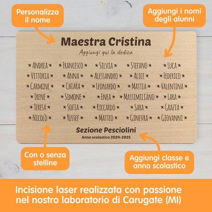 Tagliere personalizzato per Maestre Anno scolastico
