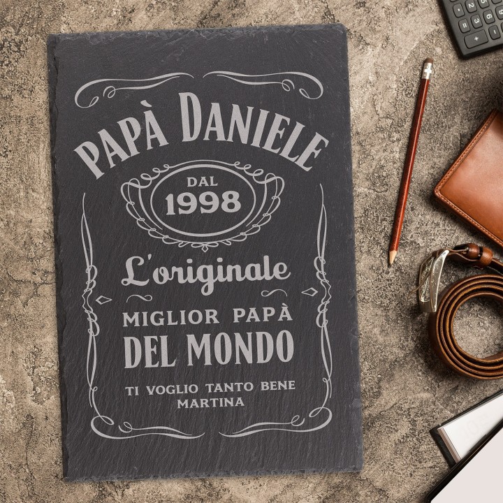 Piatto in ardesia personalizzato per Papà in stile Whisky