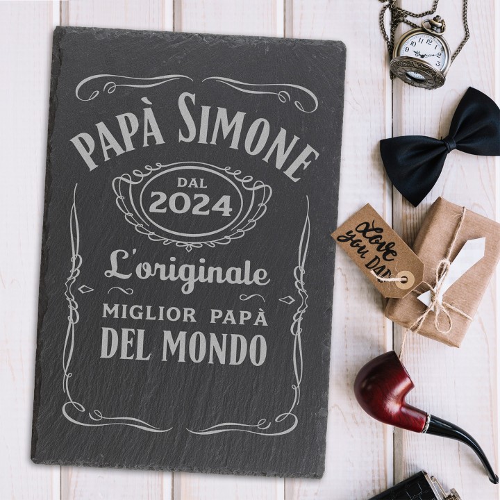 Piatto in ardesia personalizzato per Papà in stile Whisky