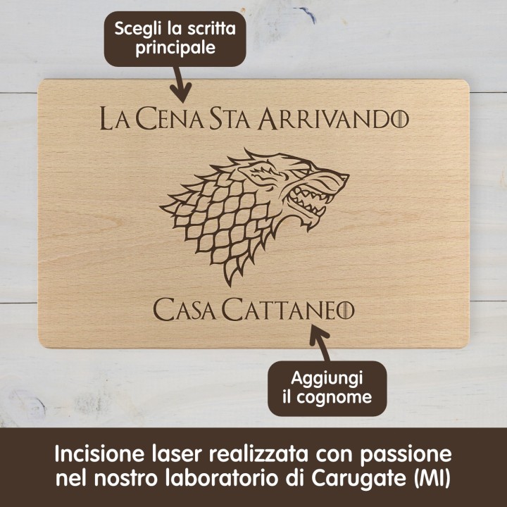 Tagliere personalizzato La cena sta arrivando