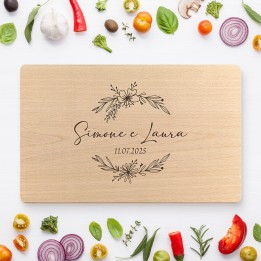 Tagliere personalizzato per coppie Fiori