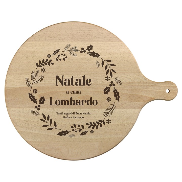 Tagliere personalizzato Natale in famiglia rotondo