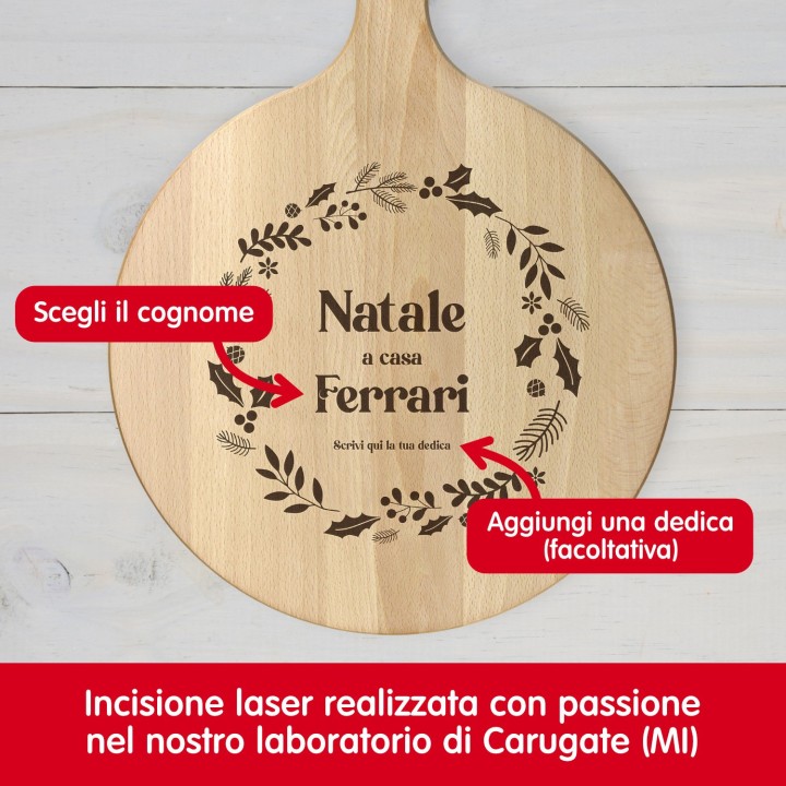 Tagliere personalizzato Natale in famiglia rotondo