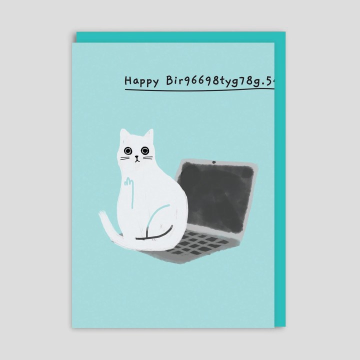 Biglietto di auguri Gatto VS notebook