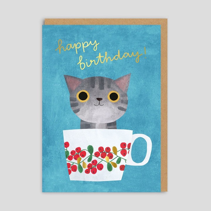 Biglietto di auguri Gatto nella tazzina