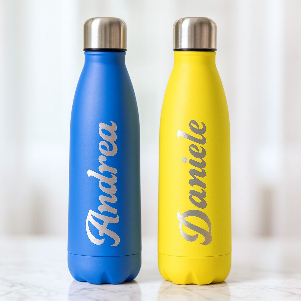 Borraccia termica personalizzata con nome corsivo