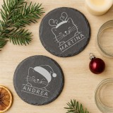 Sottobicchiere personalizzato Gatti natalizi