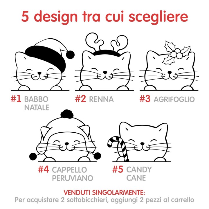 Sottobicchiere personalizzato Gatti natalizi
