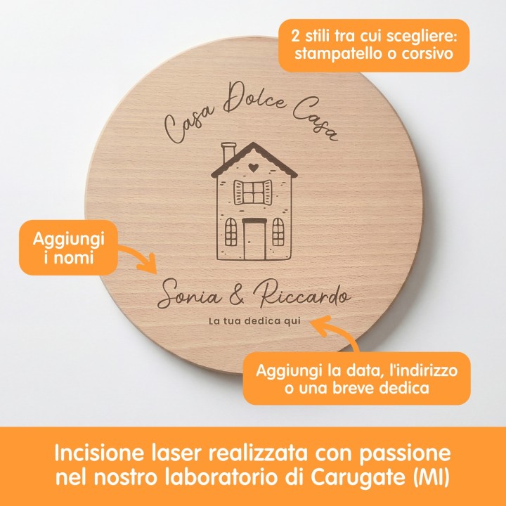 Tagliere personalizzato Casa dolce Casa - rotondo