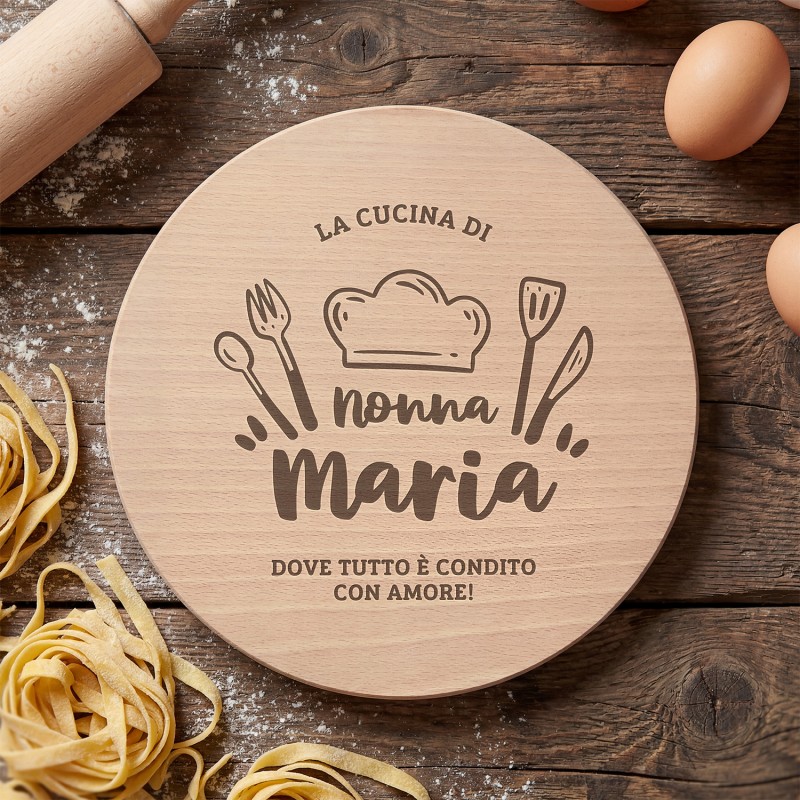 Tagliere personalizzato La cucina della nonna - rotondo