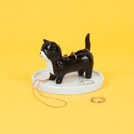 Gatto porta anelli in ceramica