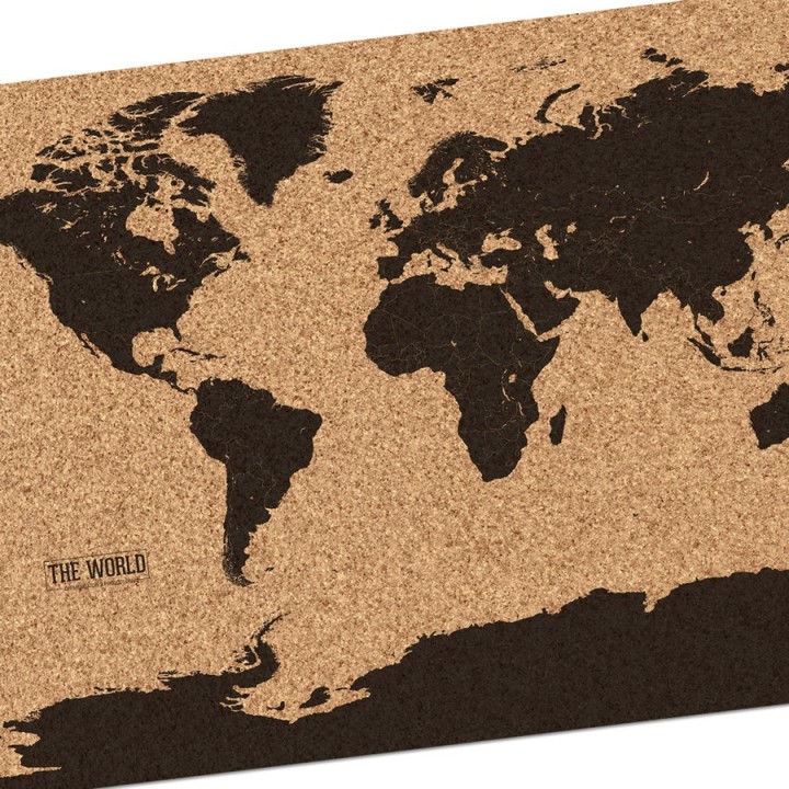 Mappa del mondo in sughero