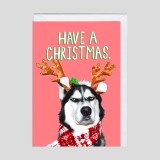 Biglietto di auguri Husky di Natale
