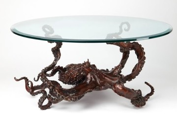 Tavolino Piovra in bronzo