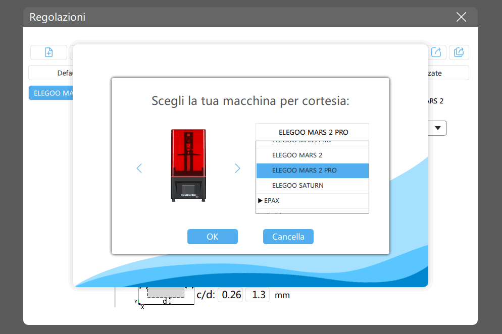 Chitubox - Impostazione stampante