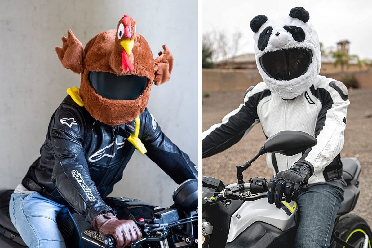 Copri casco da moto di peluche