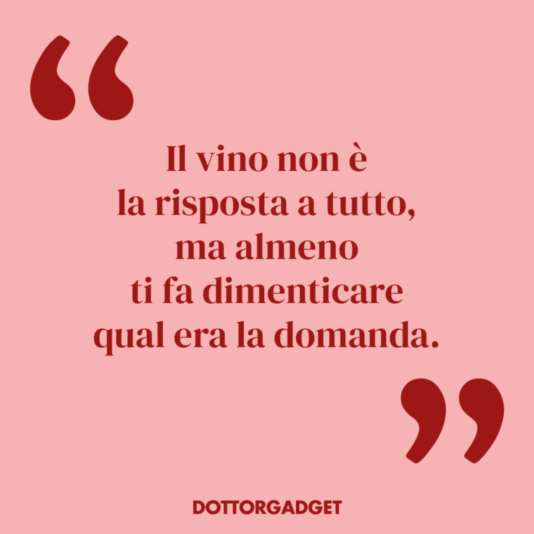 Il vino non è la risposta a tutto, ma almeno ti fa dimenticare qual era la domanda. (Frasi vino divertenti)
